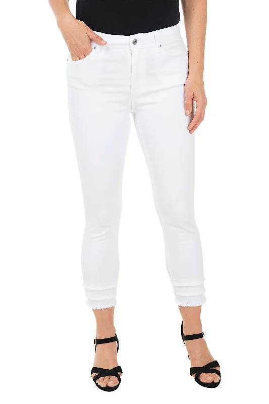 Triple Frayed Denim Twill Crop Pant