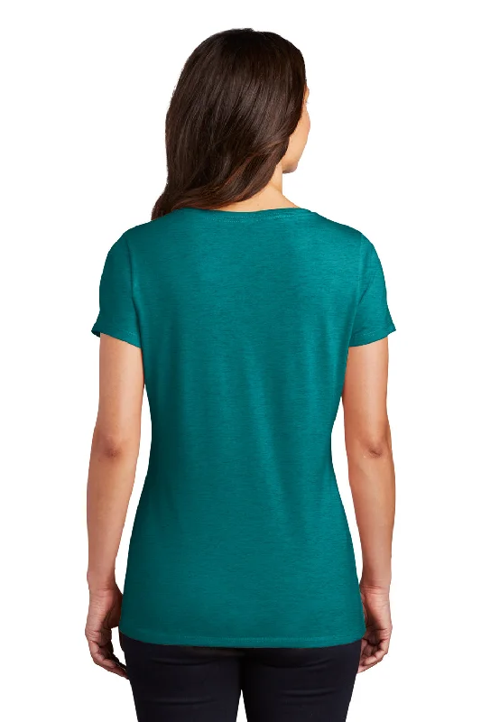 District Womens Perfect Tri Short Sleeve V-Neck T-Shirt - Heather Teal Blue