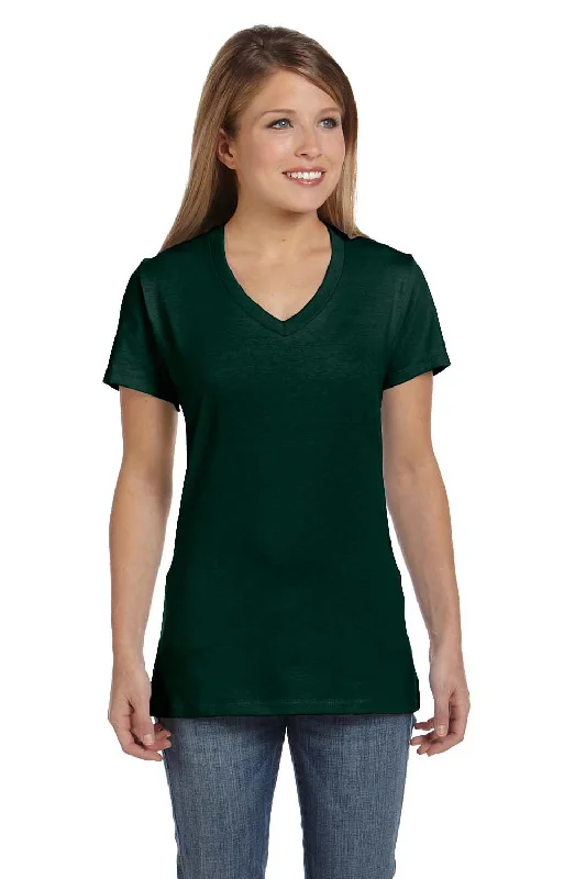 Hanes Womens Nano-T Short Sleeve V-Neck T-Shirt - Deep Forest Green