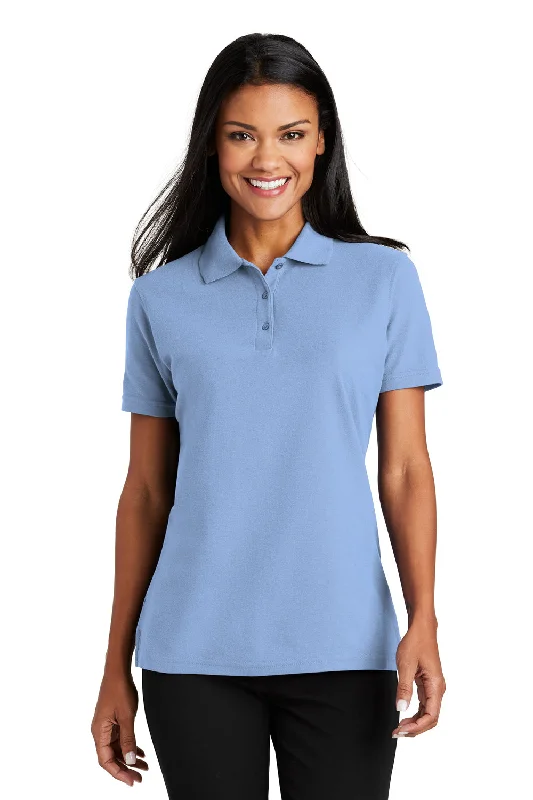 Port Authority Womens Moisture Wicking Short Sleeve Polo Shirt - Light Blue - Closeout