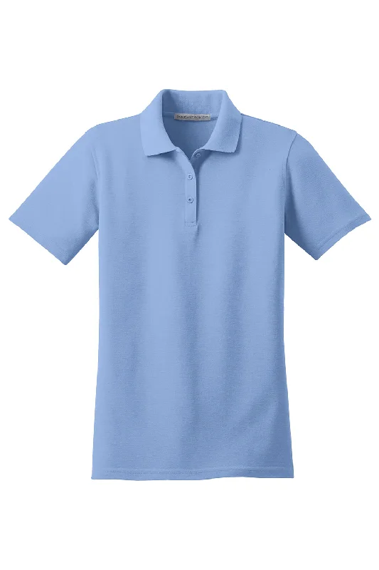 Port Authority Womens Moisture Wicking Short Sleeve Polo Shirt - Light Blue - Closeout