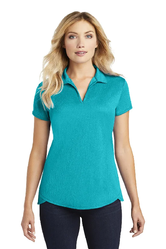 Port Authority Womens Trace Moisture Wicking Short Sleeve Polo Shirt - Heather Tropic Blue