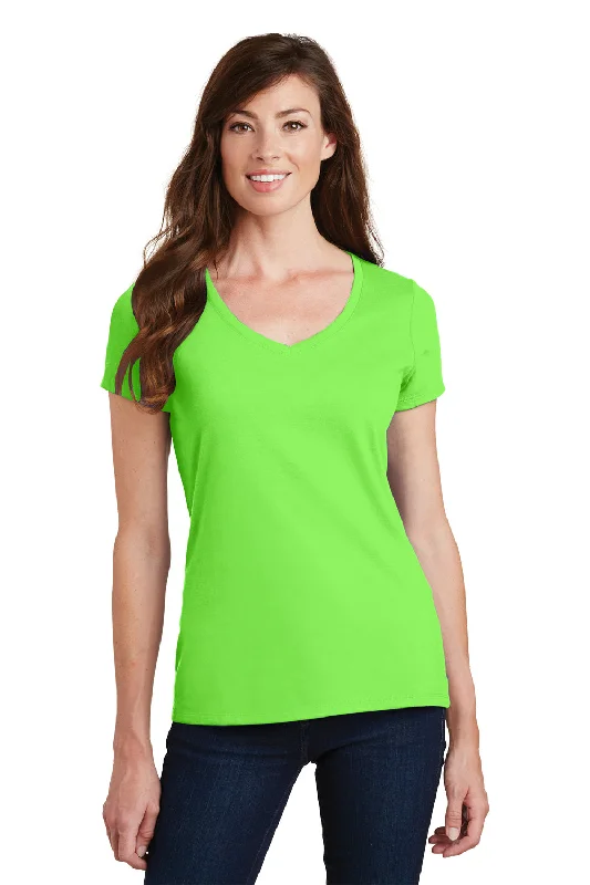 Port & Company Womens Fan Favorite Short Sleeve V-Neck T-Shirt - Flash Green - Closeout