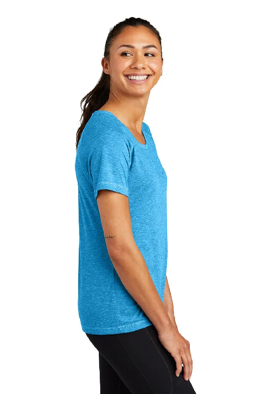 Sport-Tek Womens Moisture Wicking Short Sleeve Scoop Neck T-Shirt - Heather Pond Blue