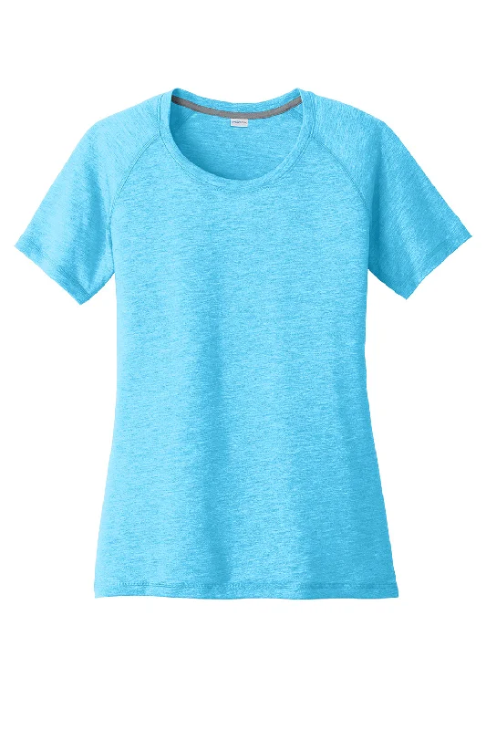 Sport-Tek Womens Moisture Wicking Short Sleeve Scoop Neck T-Shirt - Heather Pond Blue