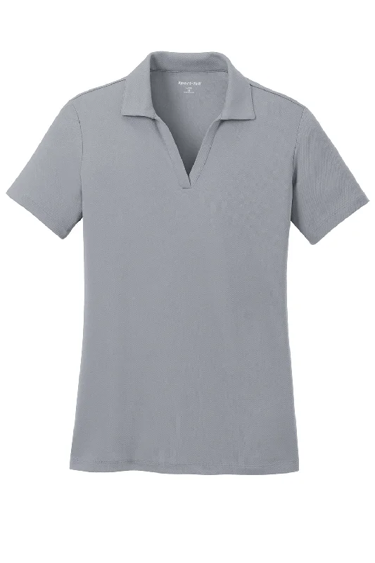 Sport-Tek Womens RacerMesh Moisture Wicking Short Sleeve Polo Shirt - Silver Grey