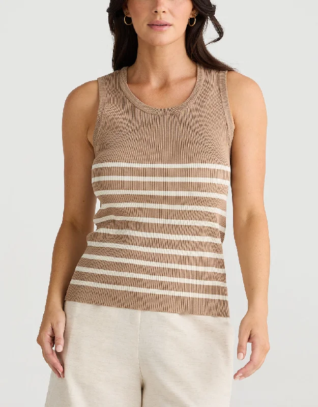 Amba Stripe Tank - Nut/Ecru