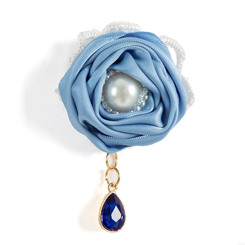 Blue rose brooch