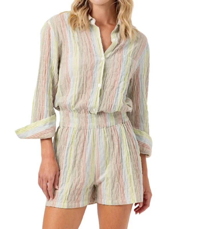 Lottie Romper In Tropea Multi Stripe