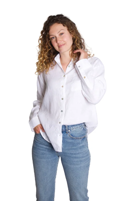 The Linen Relaxed Shirt in Powder