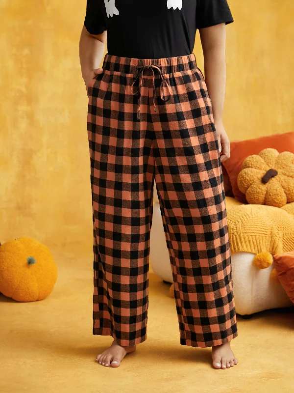 Elastic Waist Plaid Lounge Bottoms