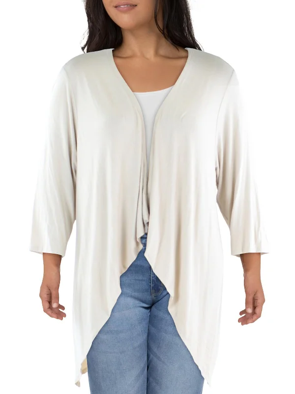 Plus Womens 3/4 Sleeve Cardigan Open-Front Blazer