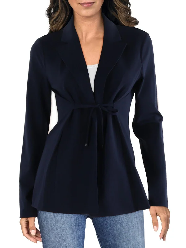 Womens Tie Front Business Open-Front Blazer